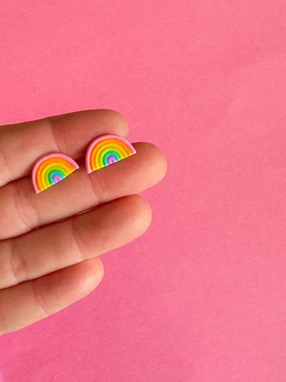 Pastel Rainbow Stud Earrings | Clay Earrings