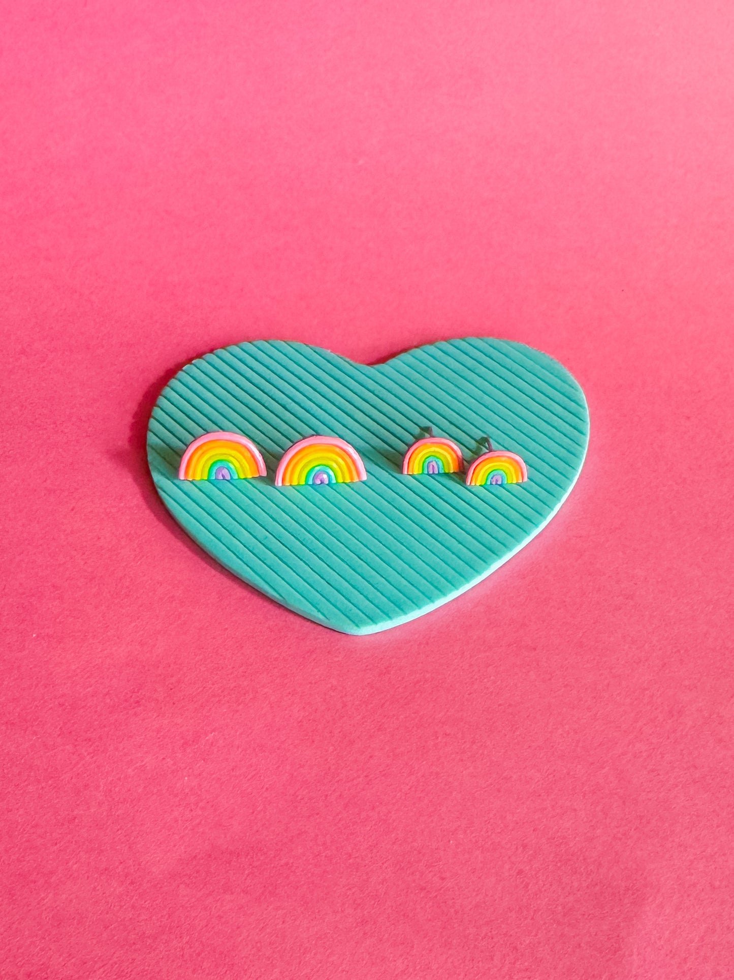 Pastel Rainbow Stud Earrings | Clay Earrings