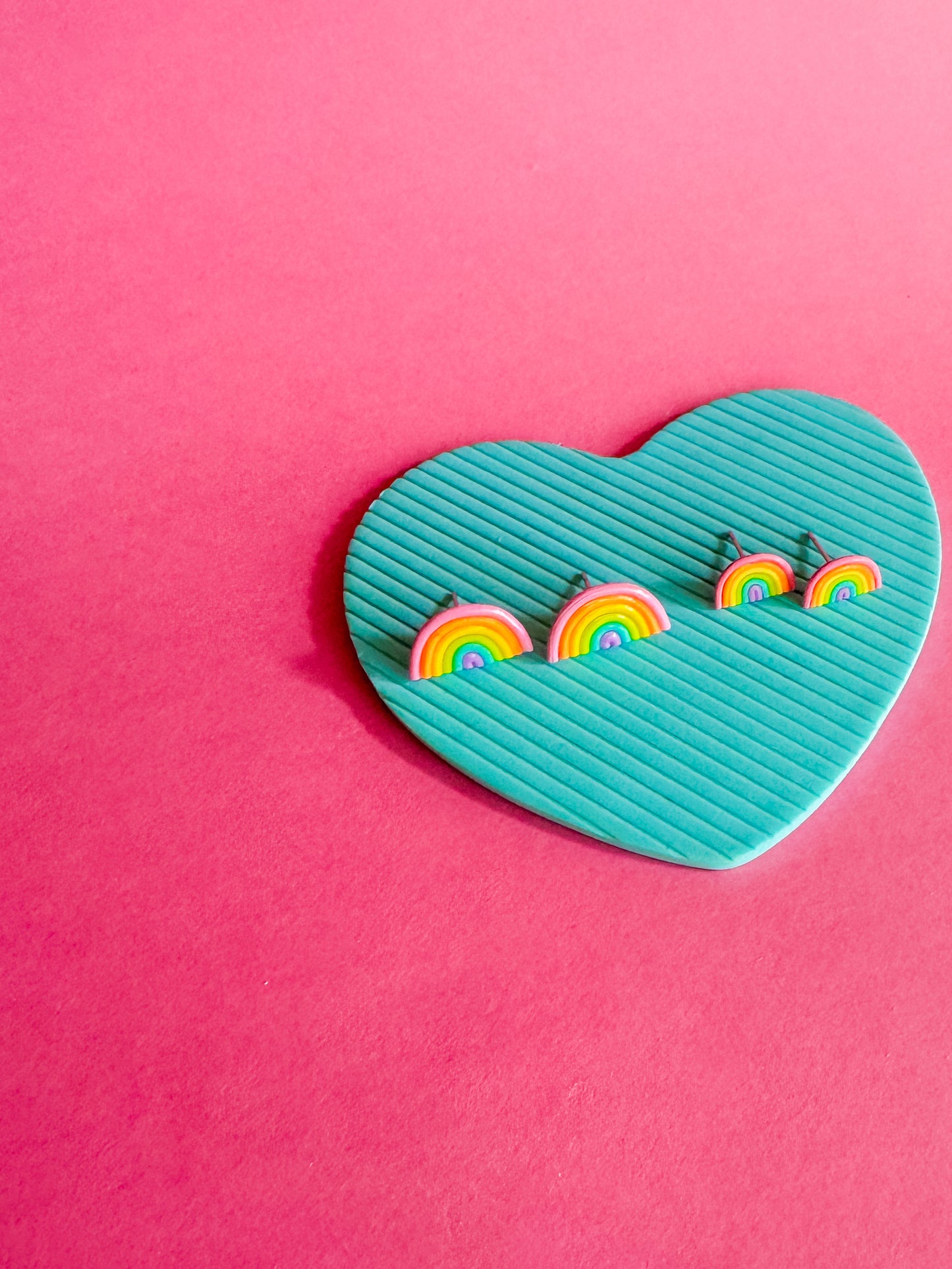 Pastel Rainbow Stud Earrings | Clay Earrings