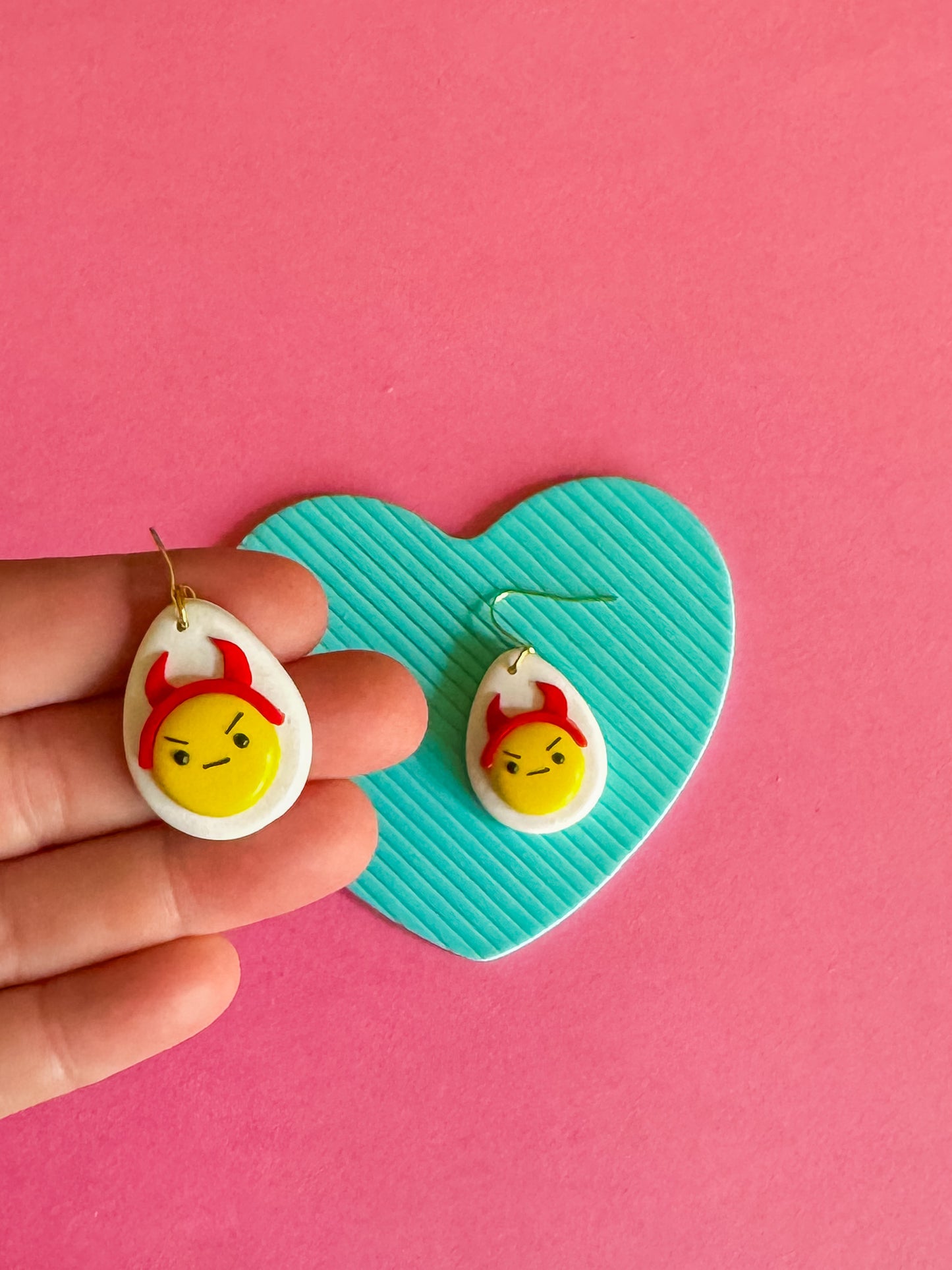 Donna the Deviled Egg | Clay Earrings