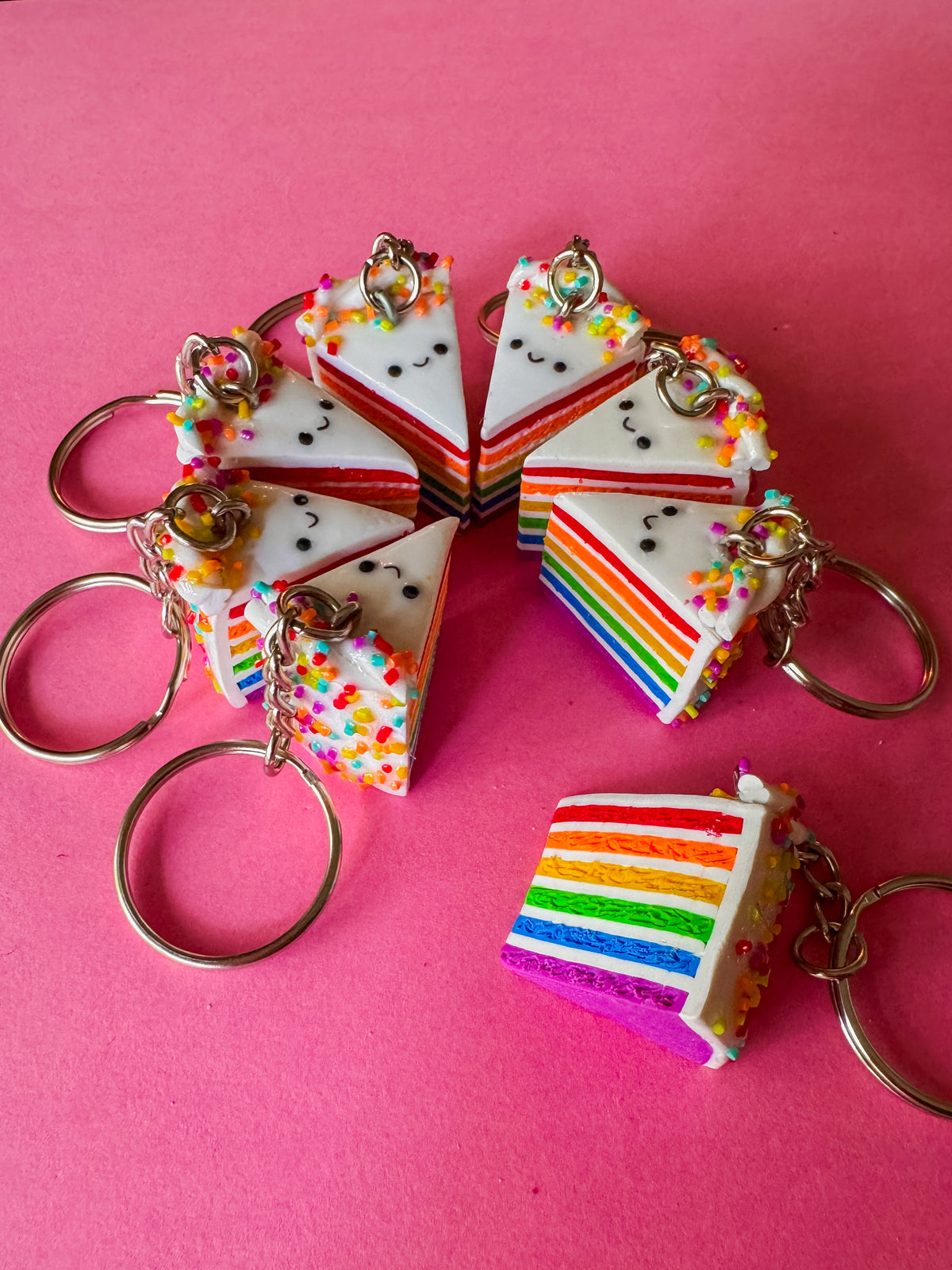 Rainbow Cake Keychain | Polymer Clay Keychain