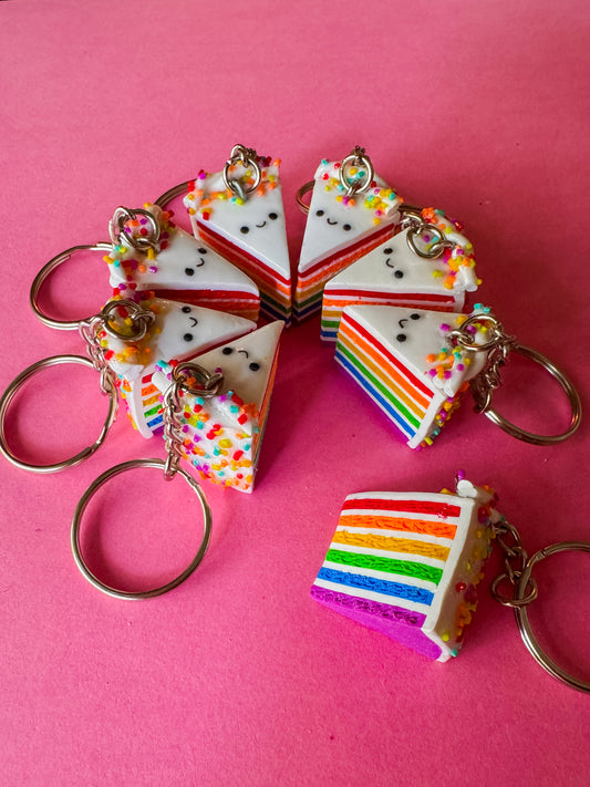Rainbow Cake Keychain | Polymer Clay Keychain