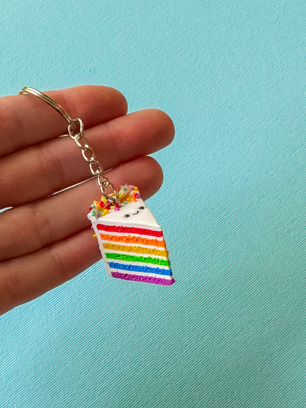 Rainbow Cake Keychain | Polymer Clay Keychain