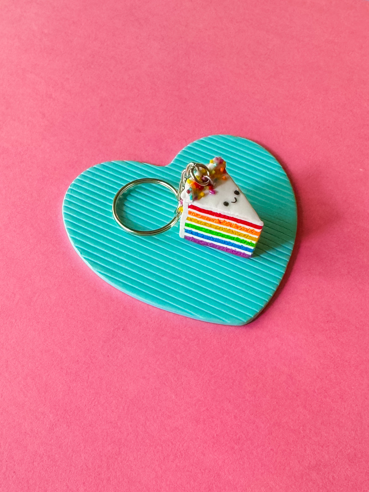 Rainbow Cake Keychain | Polymer Clay Keychain