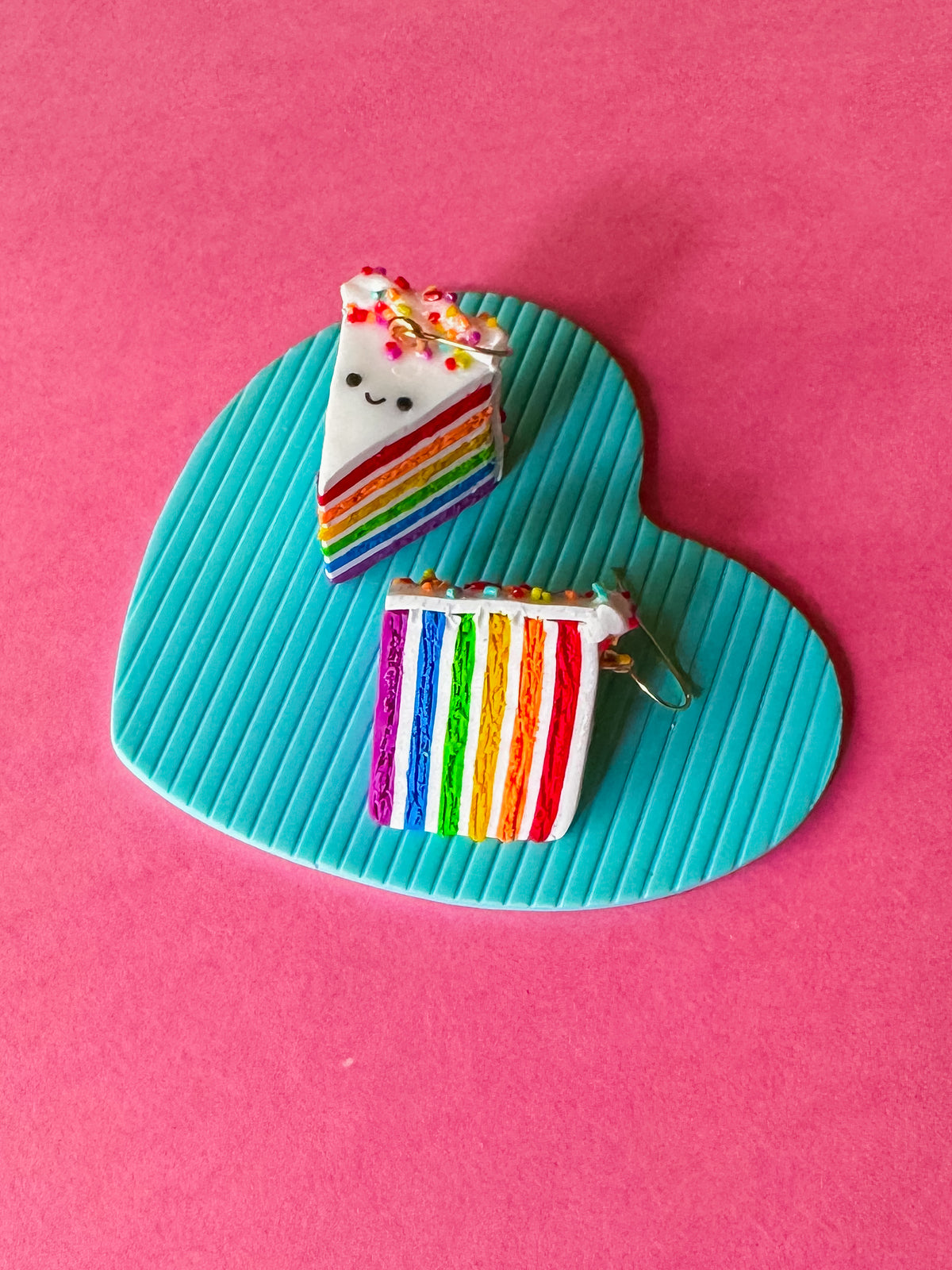 Rainbow Cake Earrings - Polymer Clay Earrings