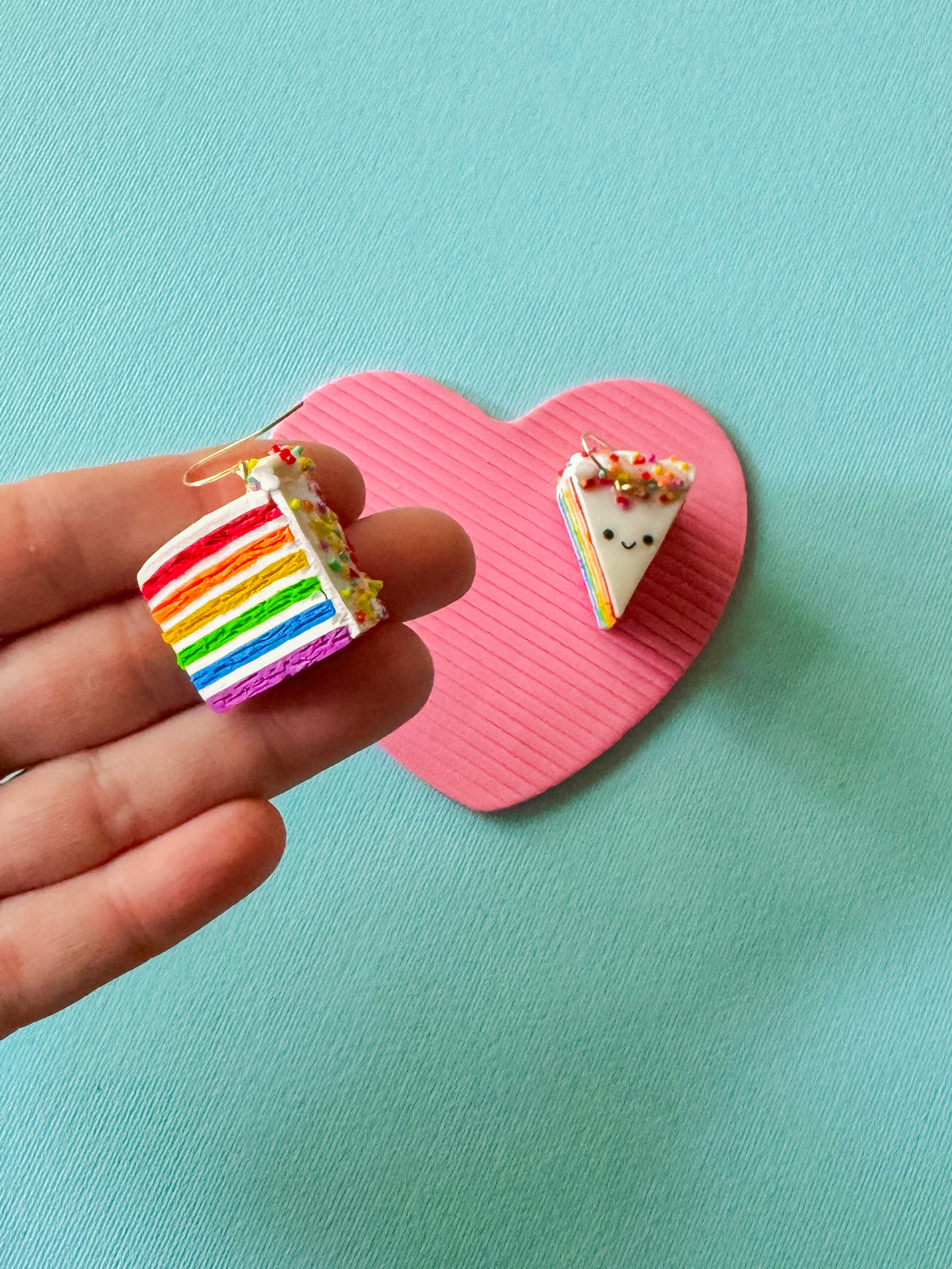 Rainbow Cake Earrings - Polymer Clay Earrings