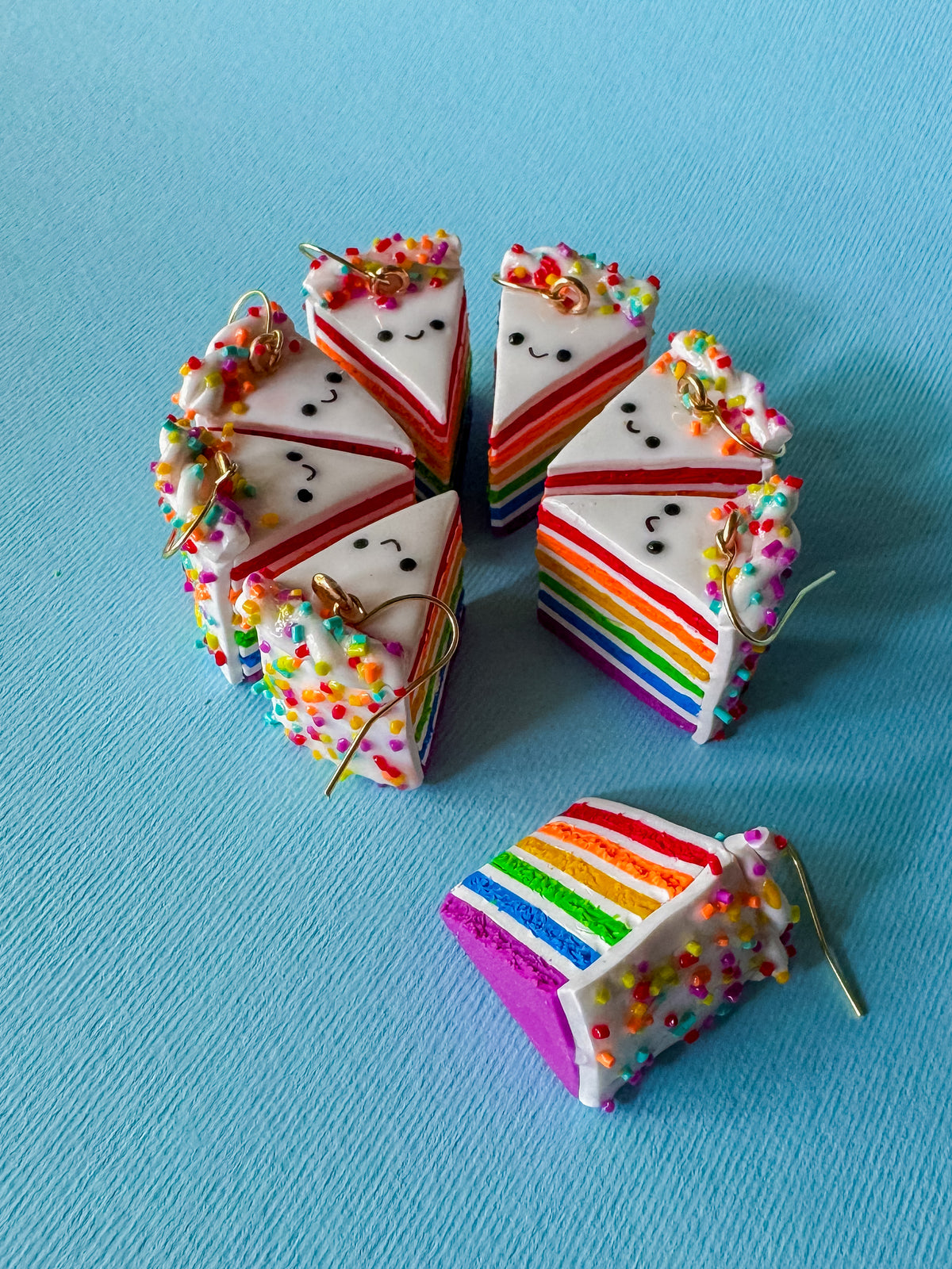 Rainbow Cake Earrings - Polymer Clay Earrings