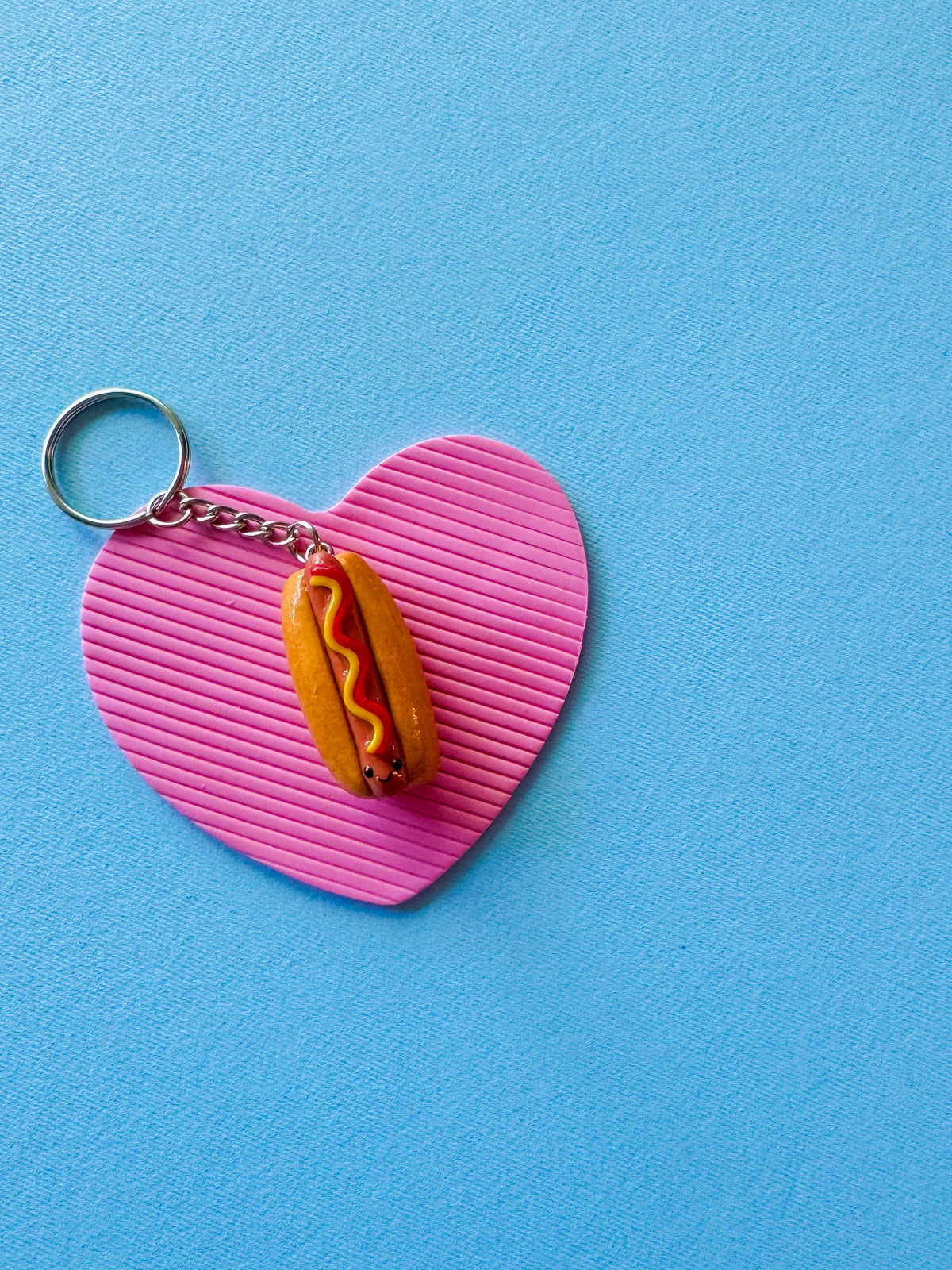 Hot Dog Keychain | Polymer Clay Keychain