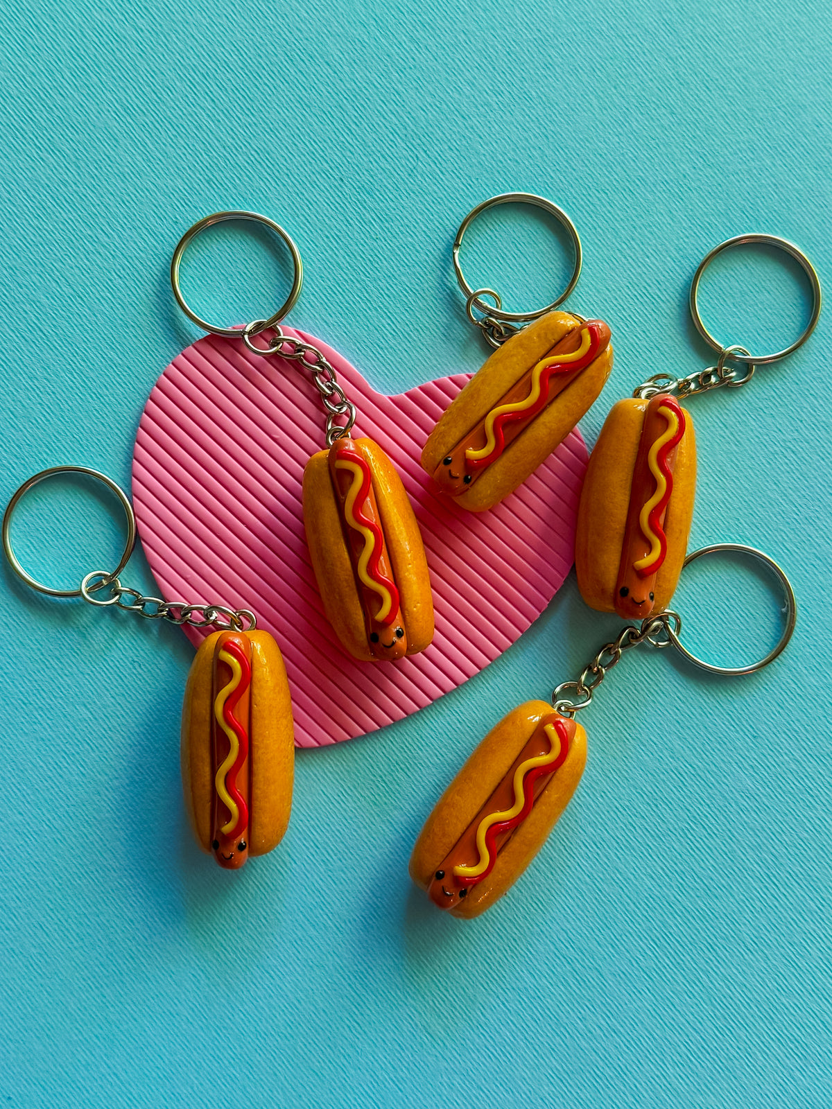 Hot Dog Keychain | Polymer Clay Keychain