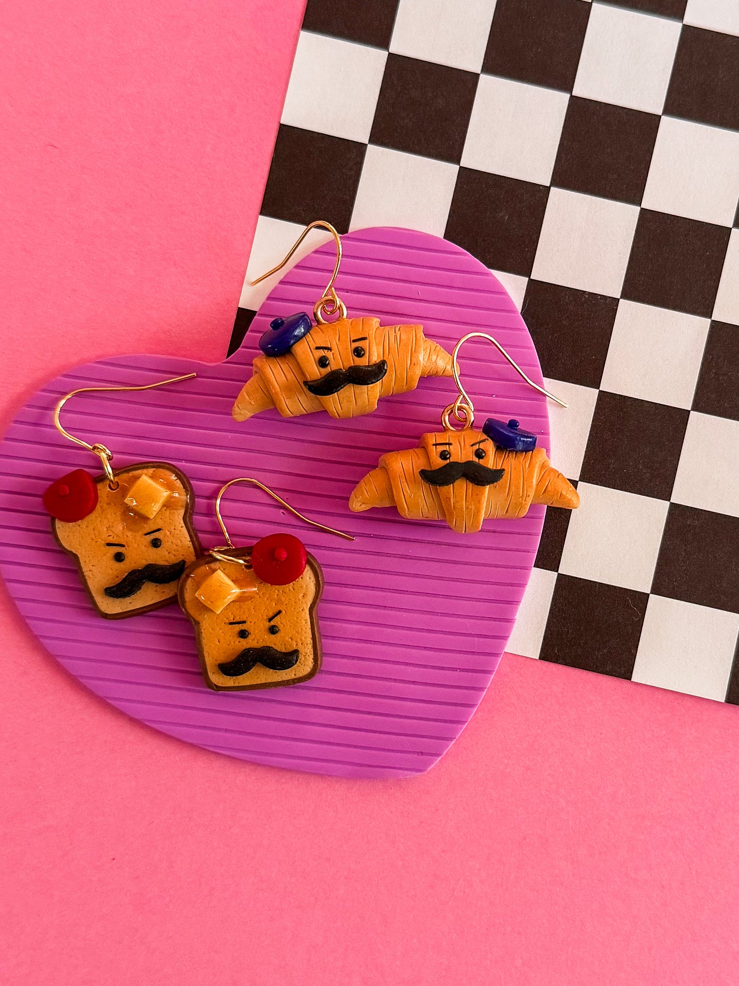 French Bro Earrings | Polymer Clay Earrings