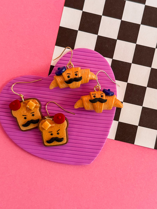 French Bro Earrings | Polymer Clay Earrings