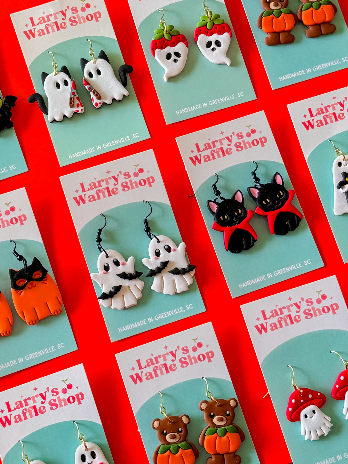 Bear Pumpkin Earrings | Clay Halloween Earrings