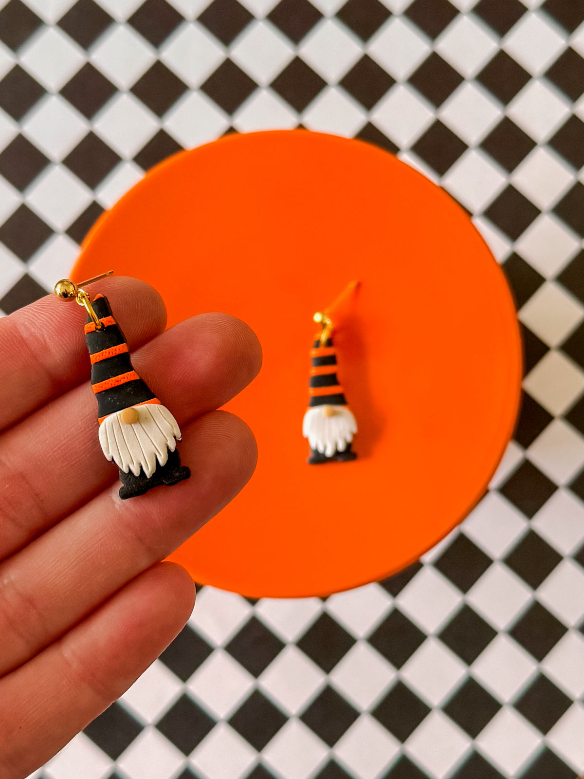 Halloween Gnome | Clay Halloween Earrings