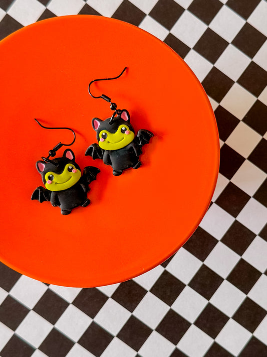 Frog Bat | Clay Halloween Earrings