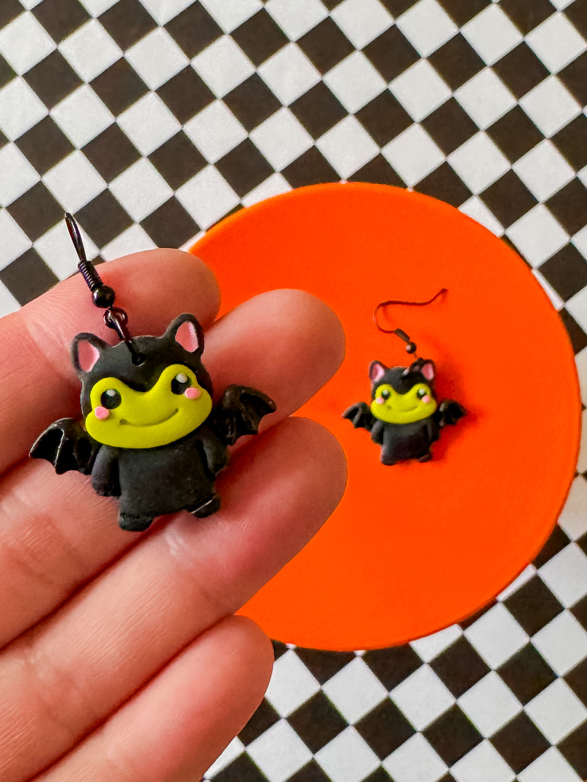 Frog Bat | Clay Halloween Earrings