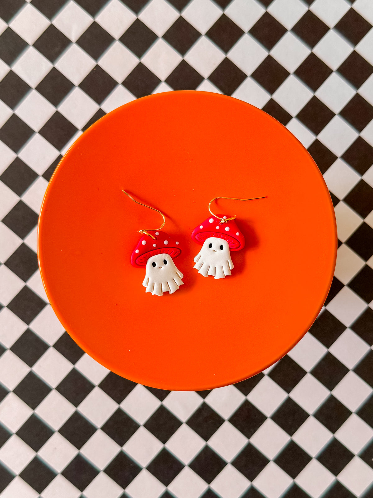 Ghost Mushroom | Clay Halloween Earrings