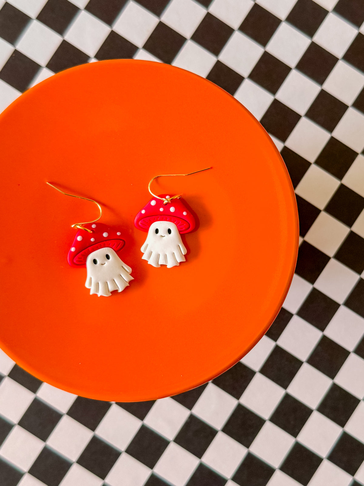 Ghost Mushroom | Clay Halloween Earrings