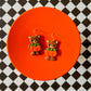 Bear Pumpkin Earrings | Clay Halloween Earrings