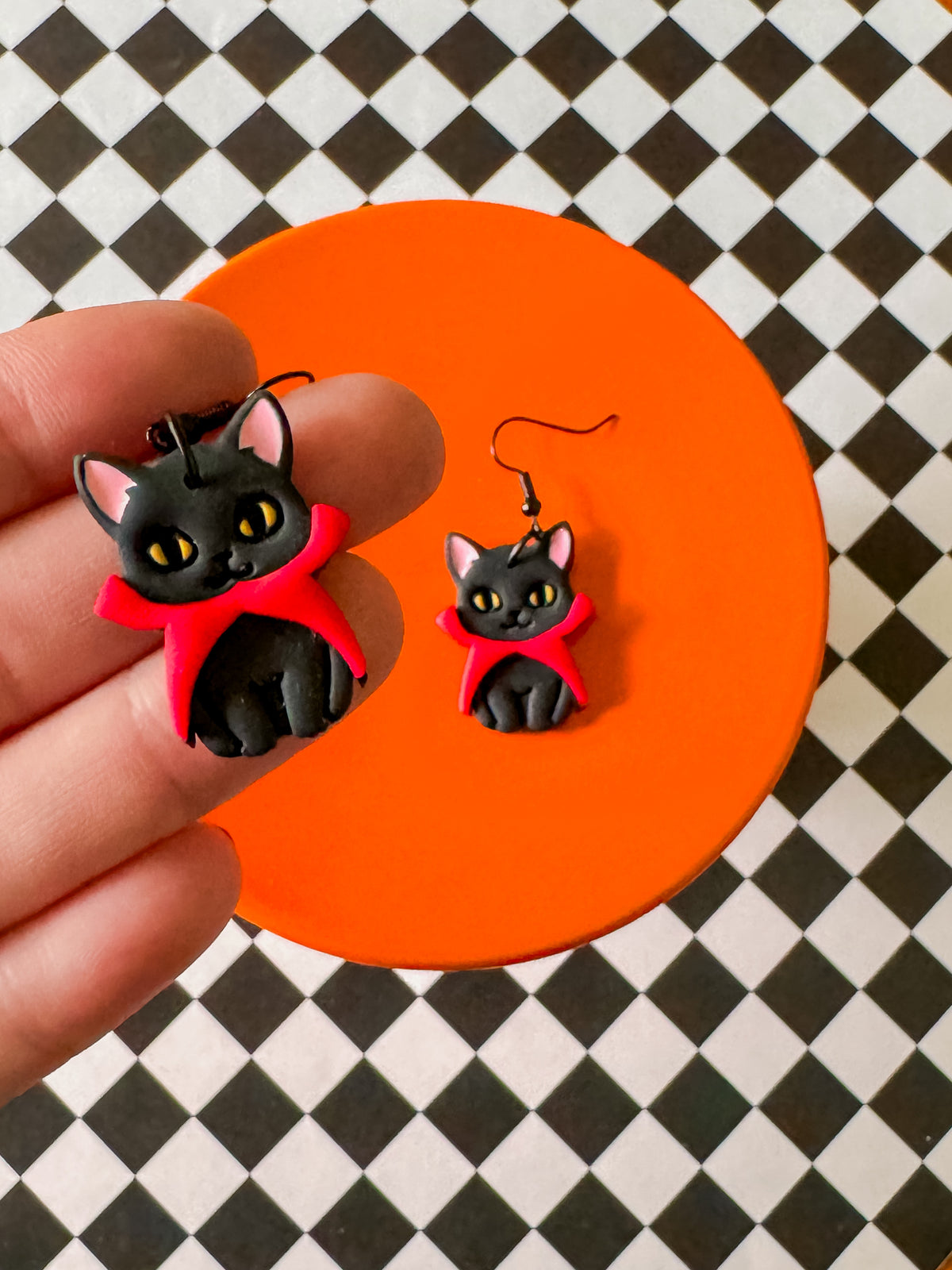 Cat Vampire | Clay Halloween Earrings