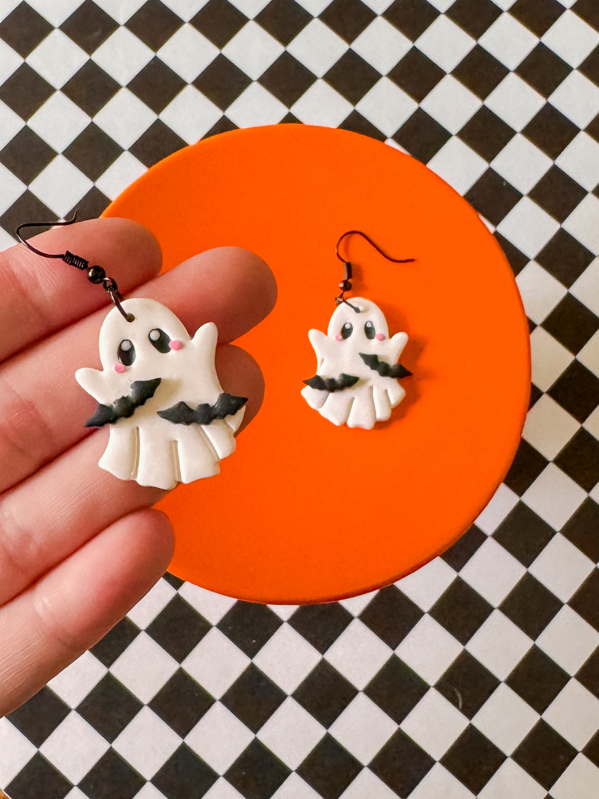 Batty Ghosts | Clay Halloween Earrings