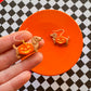 Wiener Dog Pumpkin Earrings | Clay Halloween Earrings