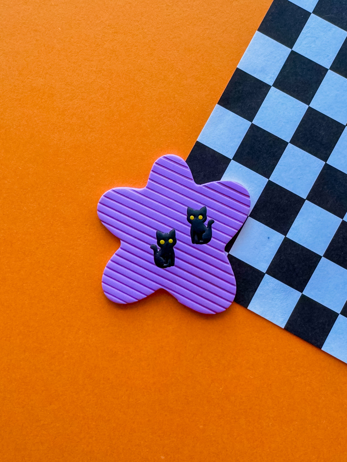 Black Cat Studs | Clay Halloween Earrings