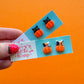 Cat Pumpkin Stud Earrings | Clay Halloween Earrings