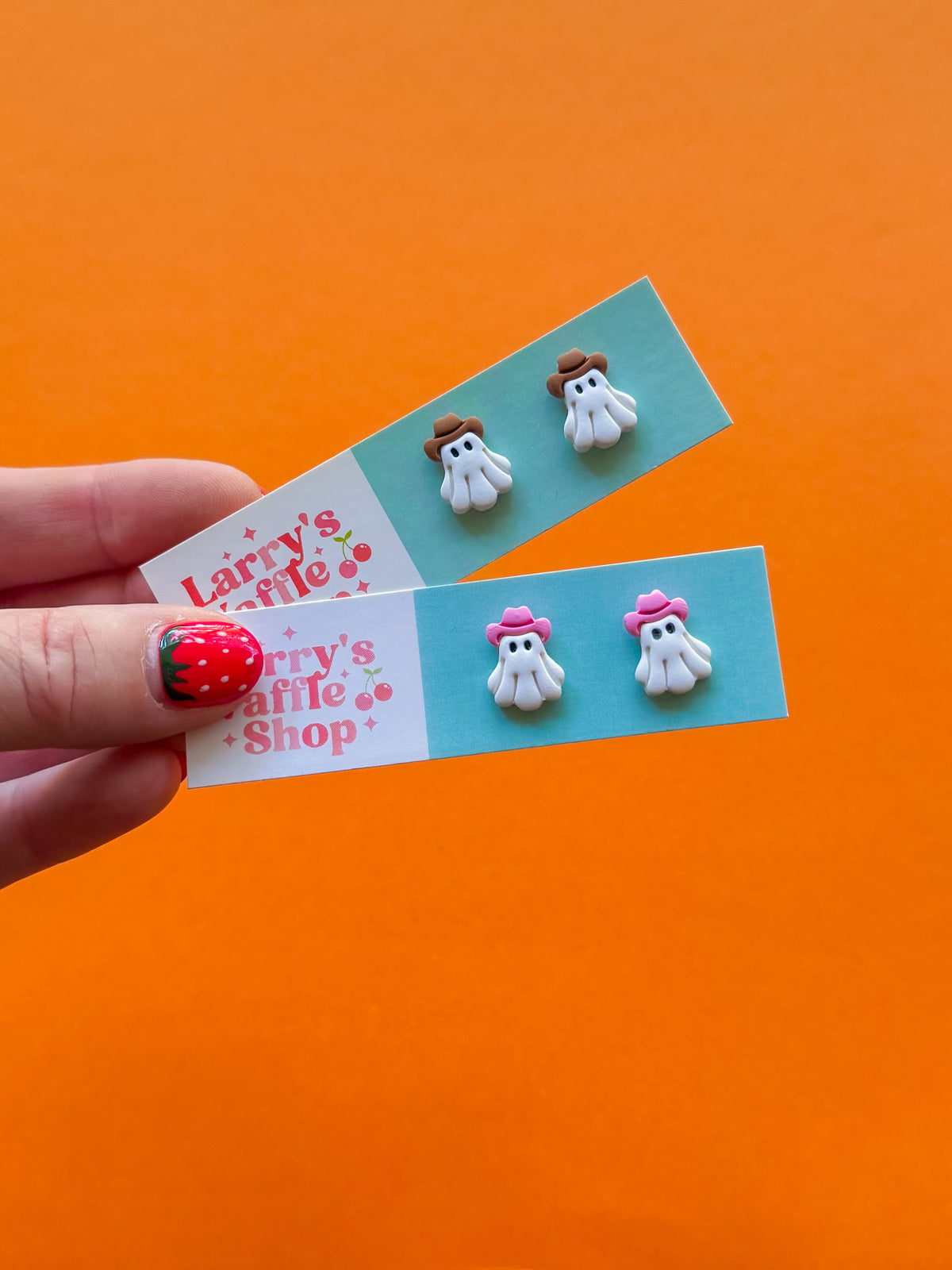 Cowboy Ghost Stud Earrings | Clay Halloween Earrings