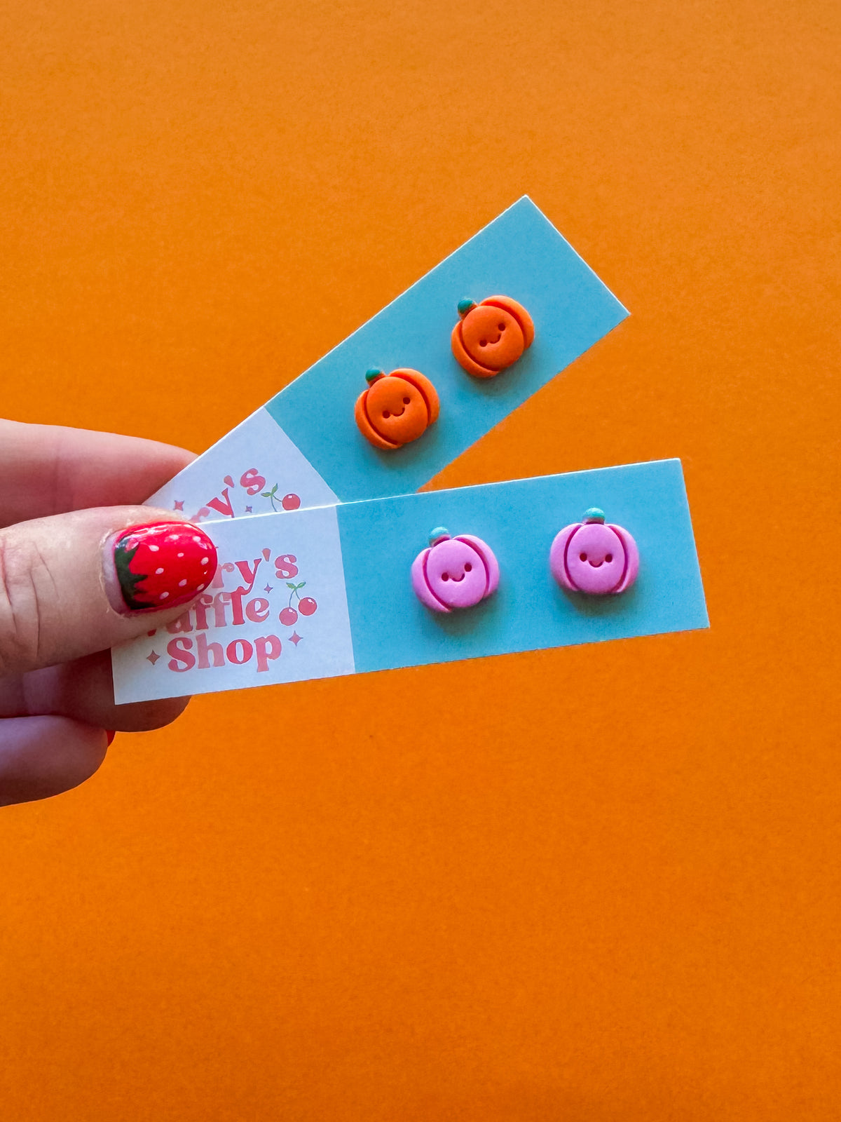 Happy Pumpkin Studs | Clay Halloween Earrings
