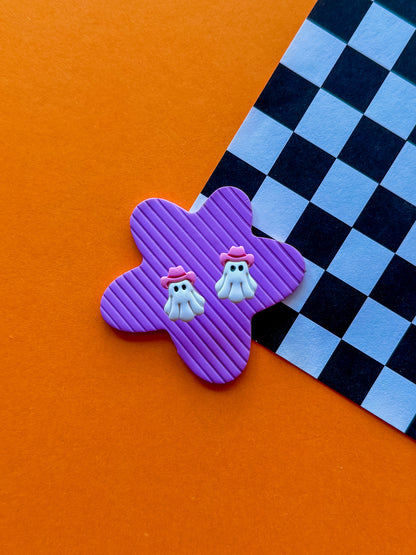 Cowboy Ghost Stud Earrings | Clay Halloween Earrings
