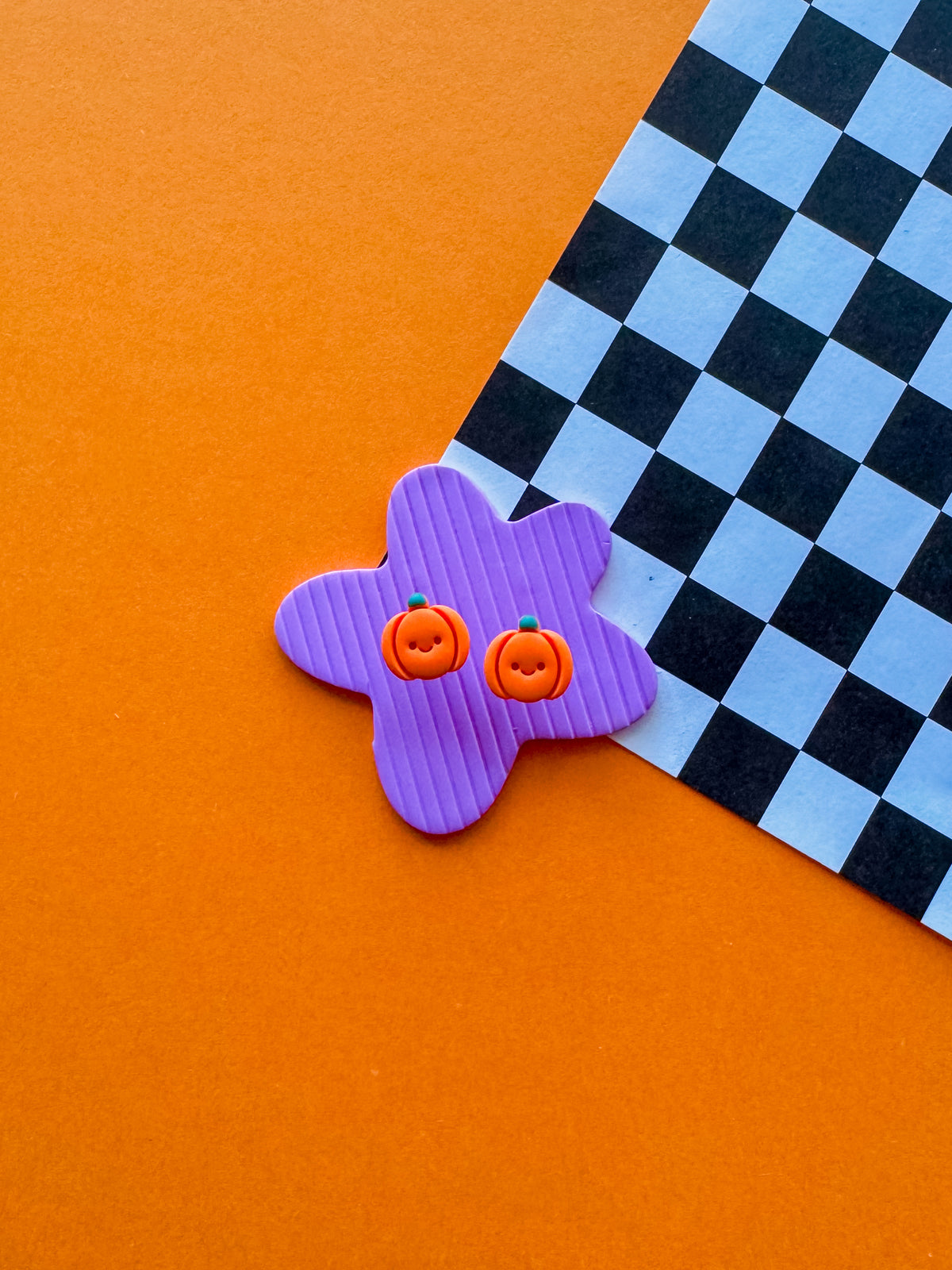 Happy Pumpkin Studs | Clay Halloween Earrings