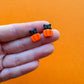 Cat Pumpkin Stud Earrings | Clay Halloween Earrings