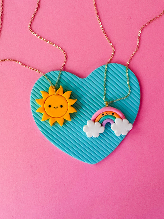 BFF Rainbow + Sun Charm Necklace | Clay Charm Necklace
