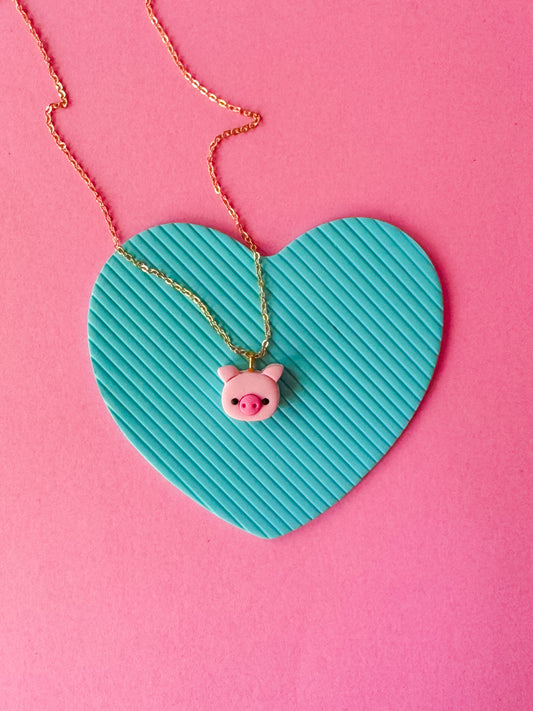 Pig Charm Necklace | Clay Charm Necklace