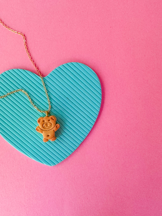 Teddy Graham Charm Necklace | Clay Charm Necklace