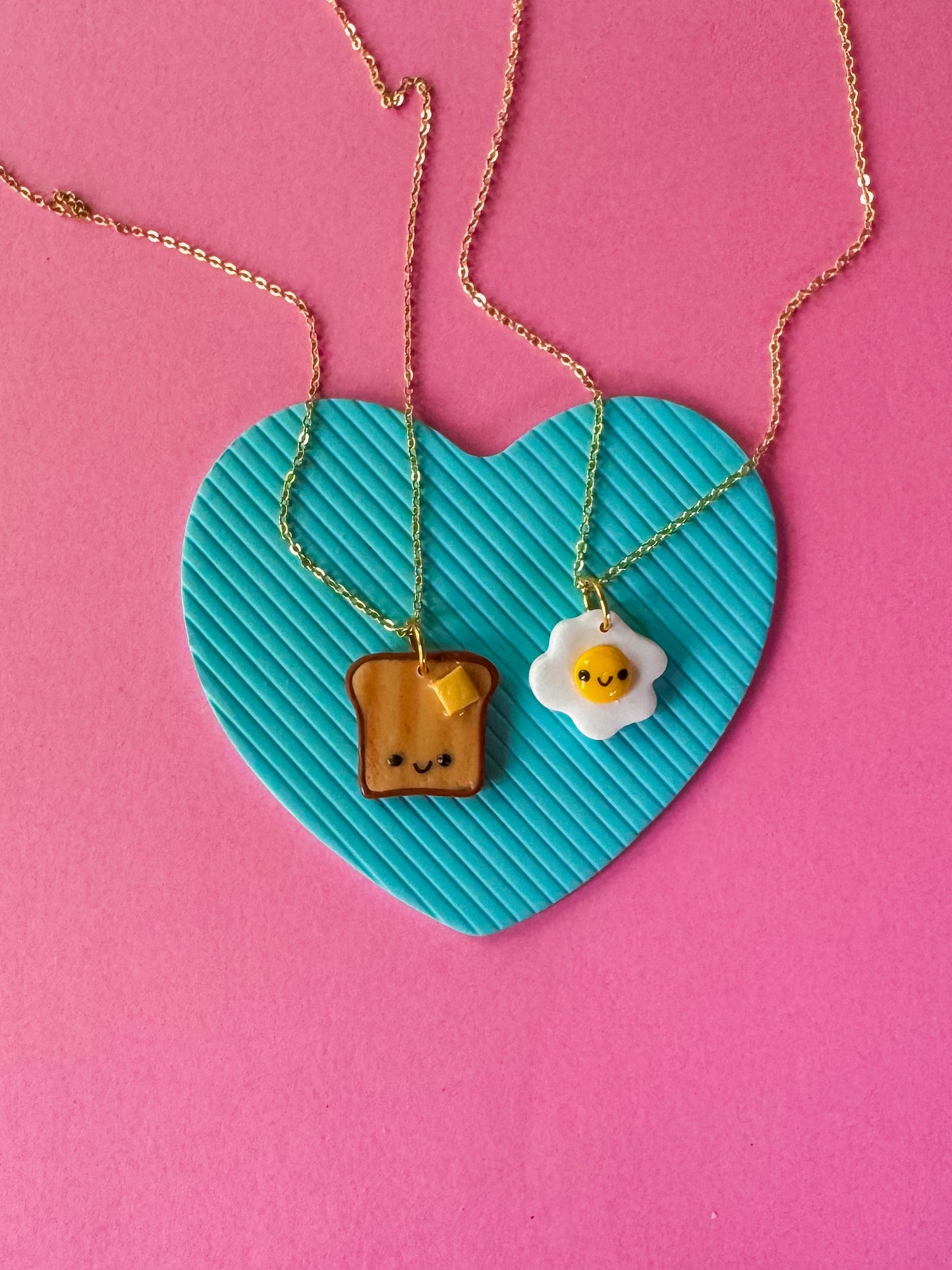Egg + Toast Charm Necklace | Clay Charm Necklace