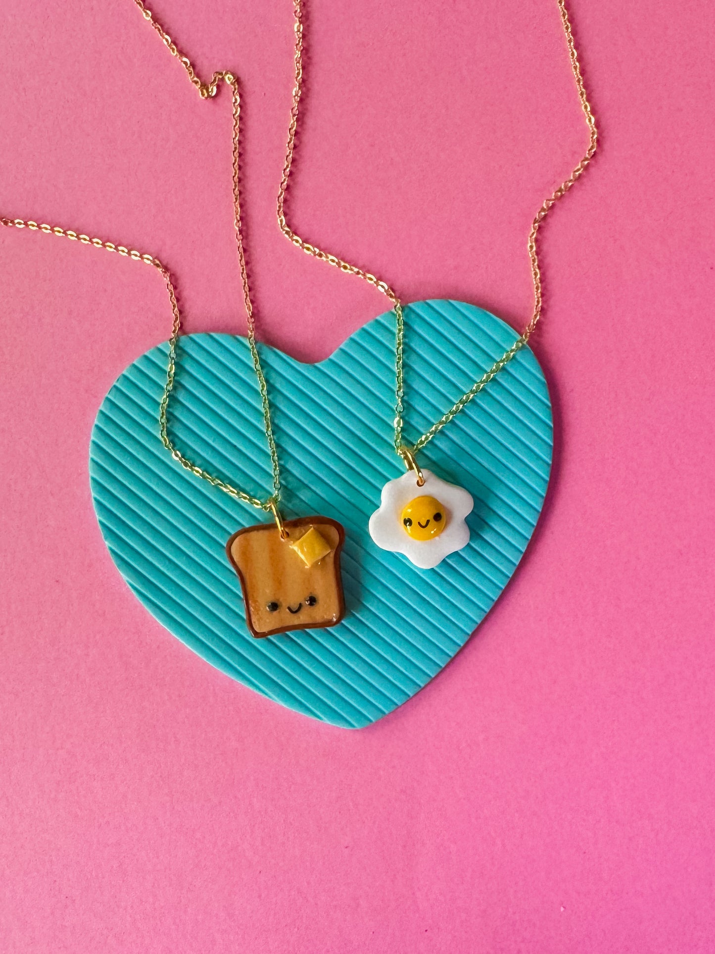 Egg + Toast Charm Necklace | Clay Charm Necklace