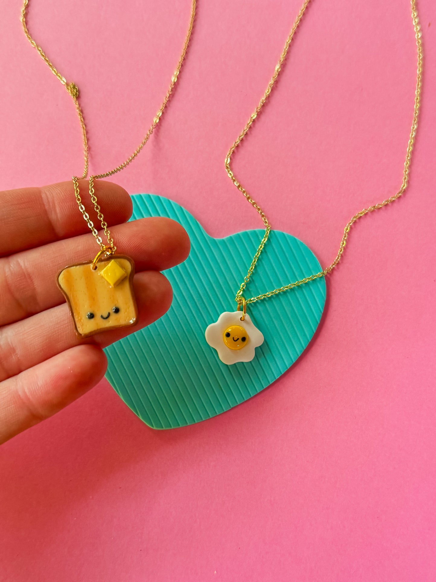 Egg + Toast Charm Necklace | Clay Charm Necklace