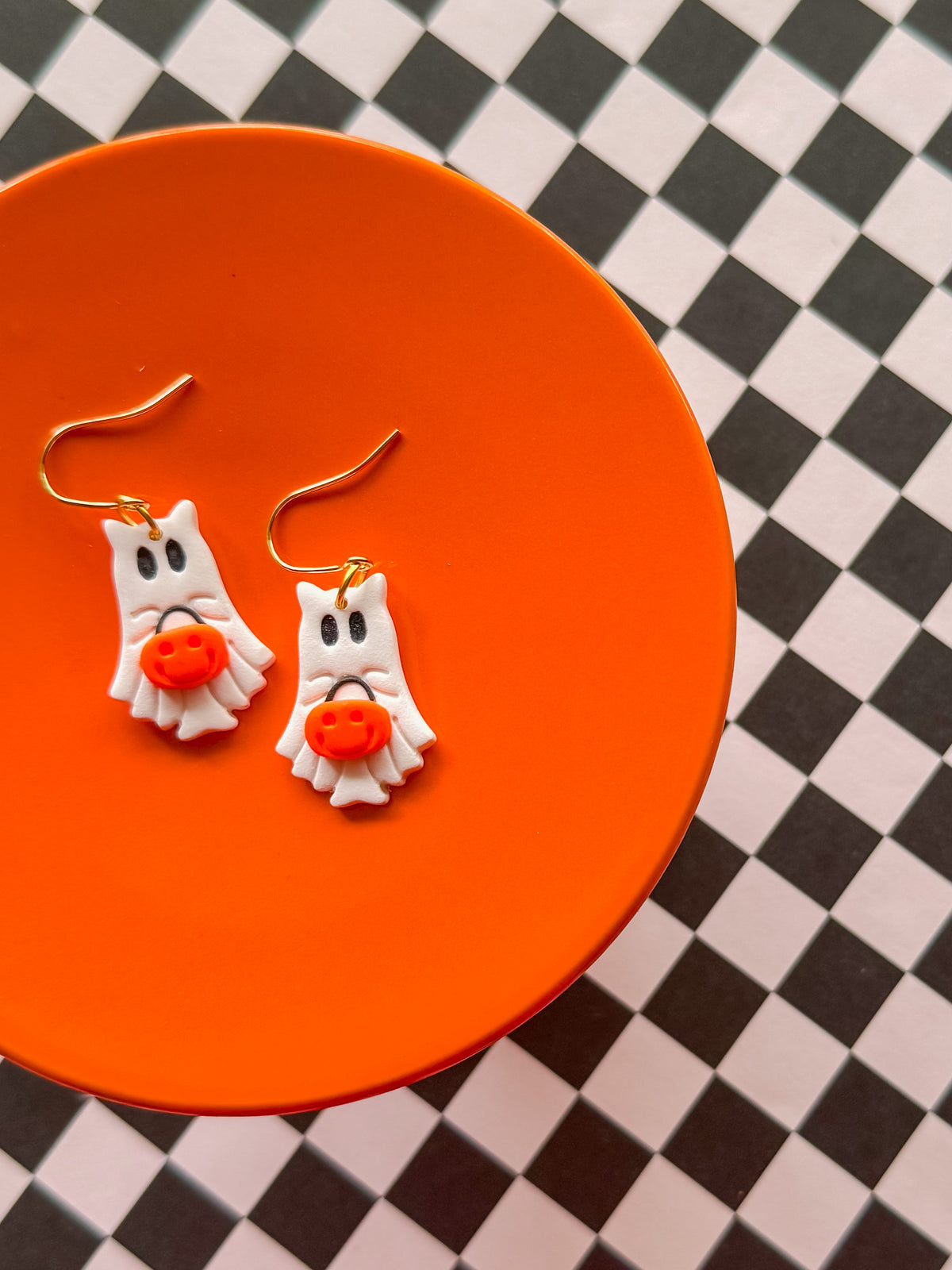 Ghost Cat Earrings | Clay Halloween Earrings