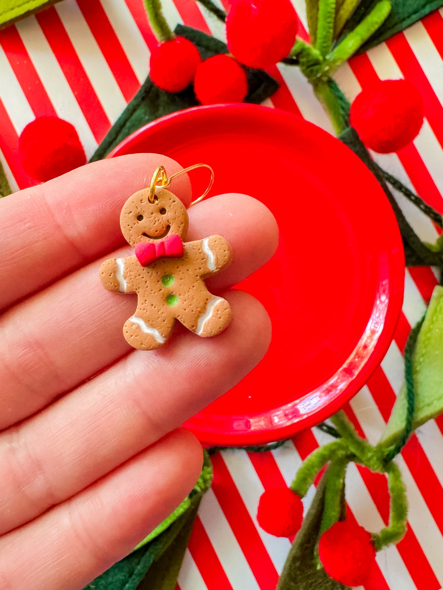 Gingerbread Man Earrings | Clay Christmas Earrings