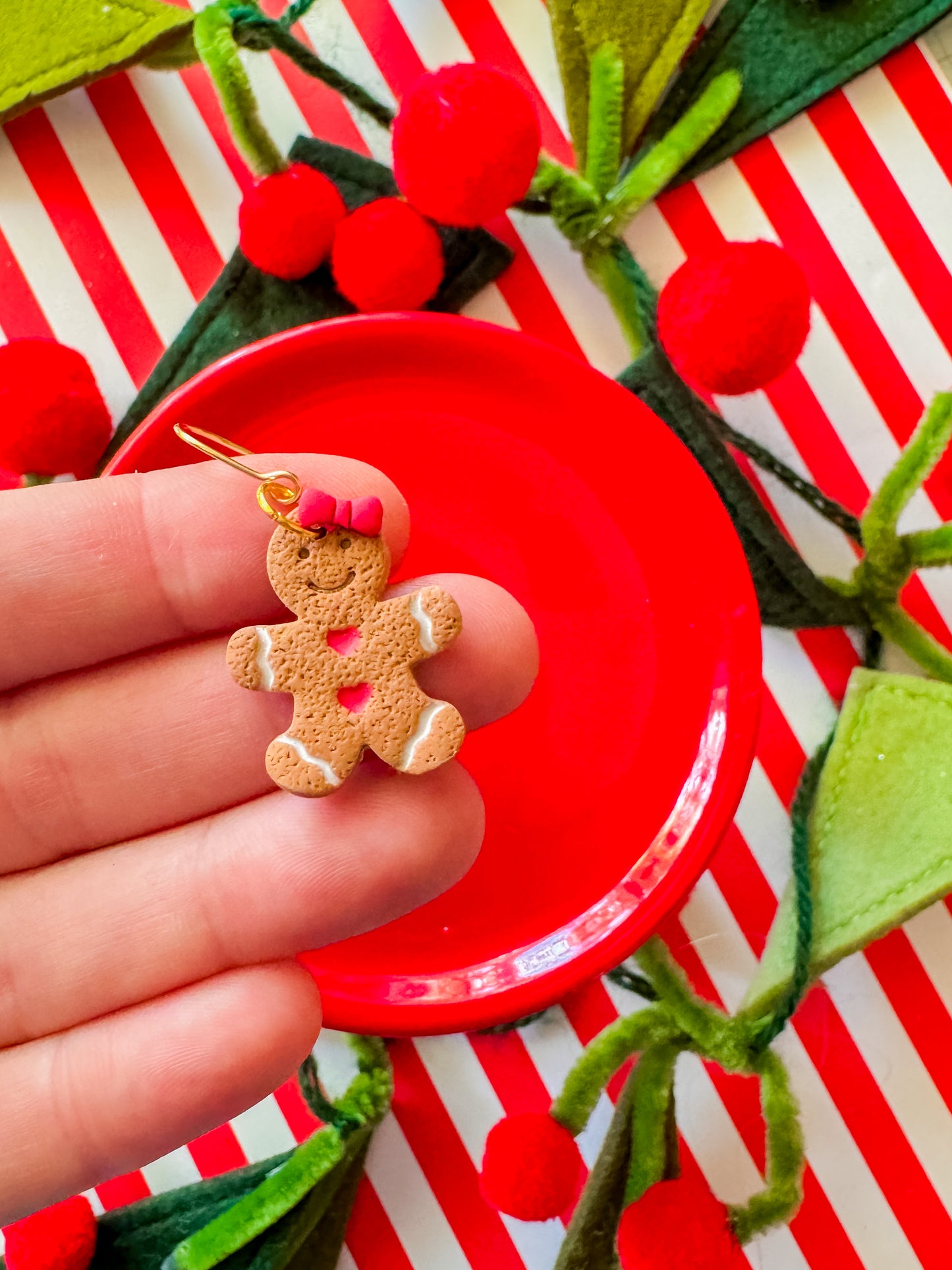 Gingerbread Man Earrings | Clay Christmas Earrings