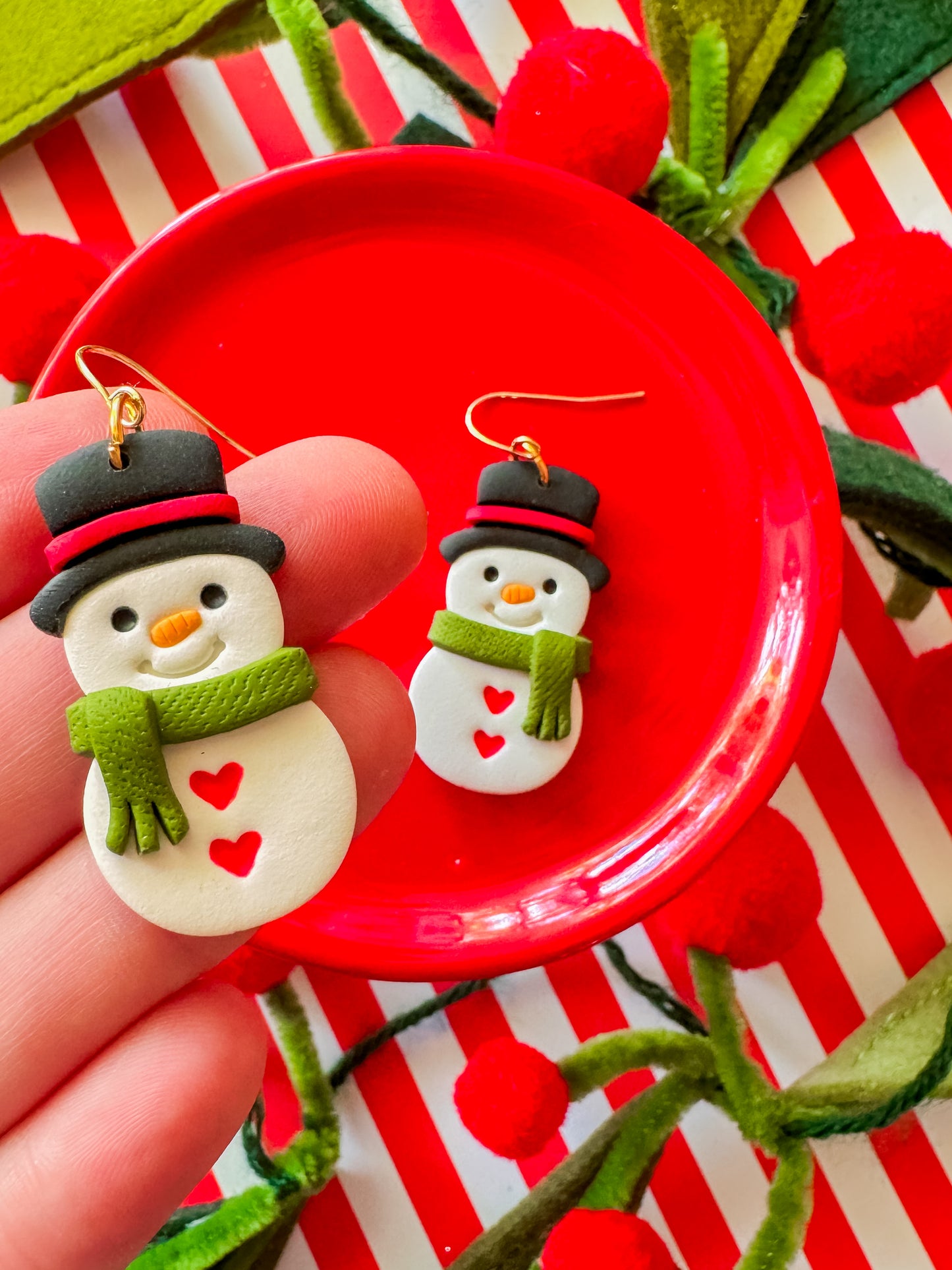 Snowman Earrings | Clay Christmas Earrings