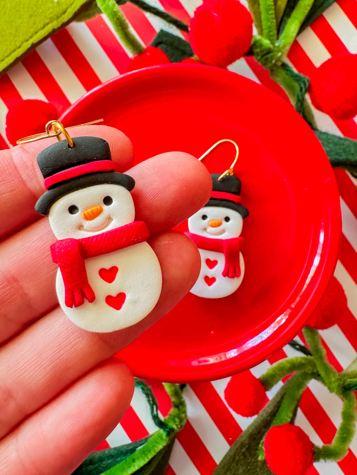 Snowman Earrings | Clay Christmas Earrings
