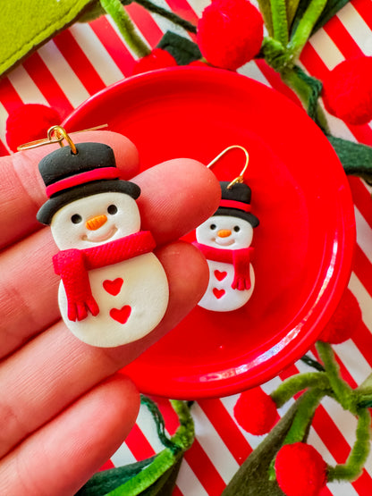 Snowman Earrings | Clay Christmas Earrings