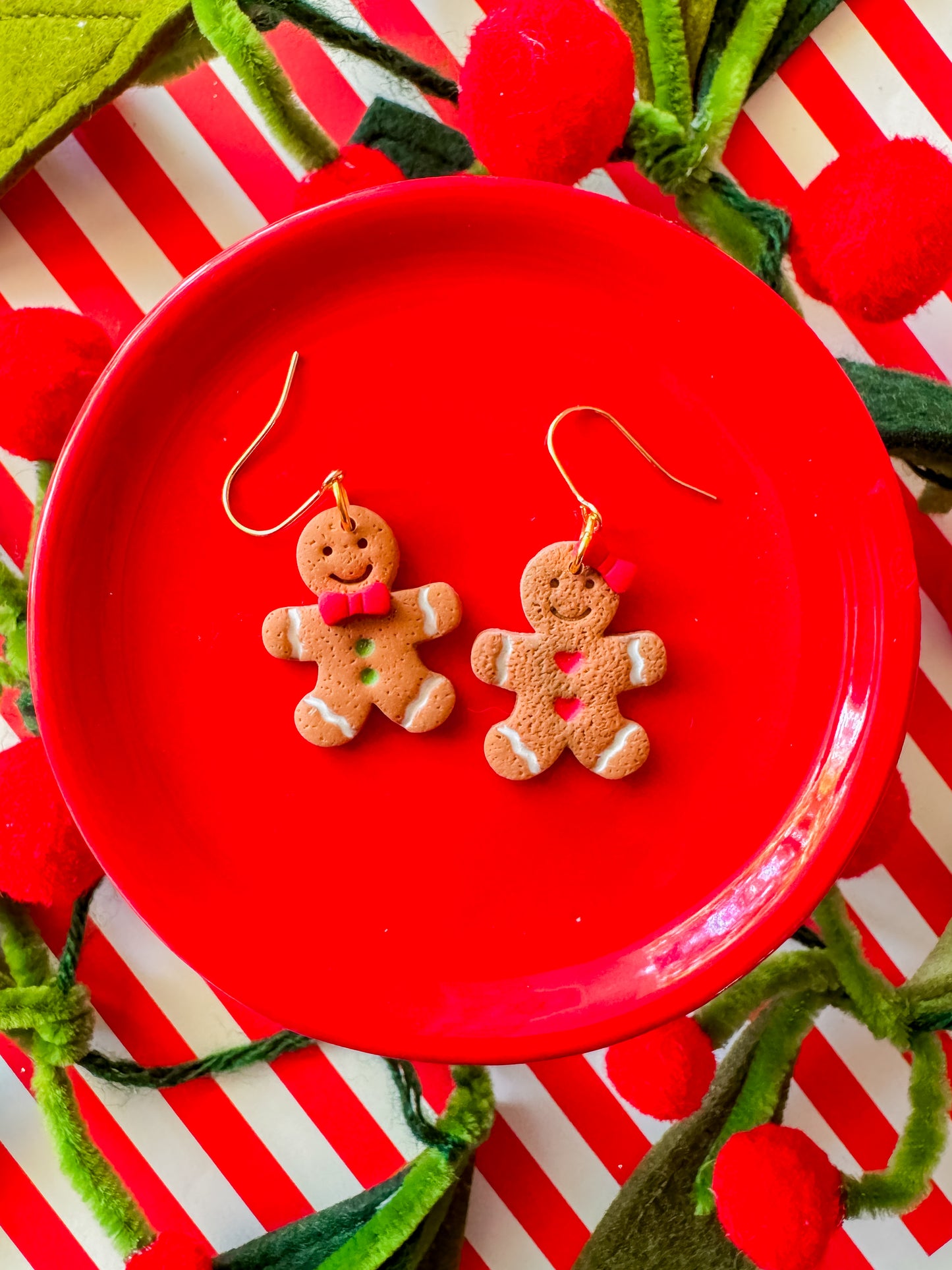 Gingerbread Man Earrings | Clay Christmas Earrings