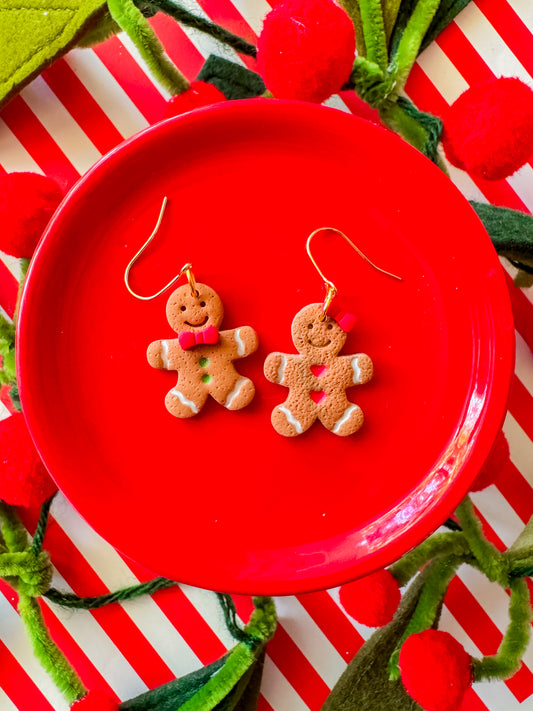 Gingerbread Man Earrings | Clay Christmas Earrings