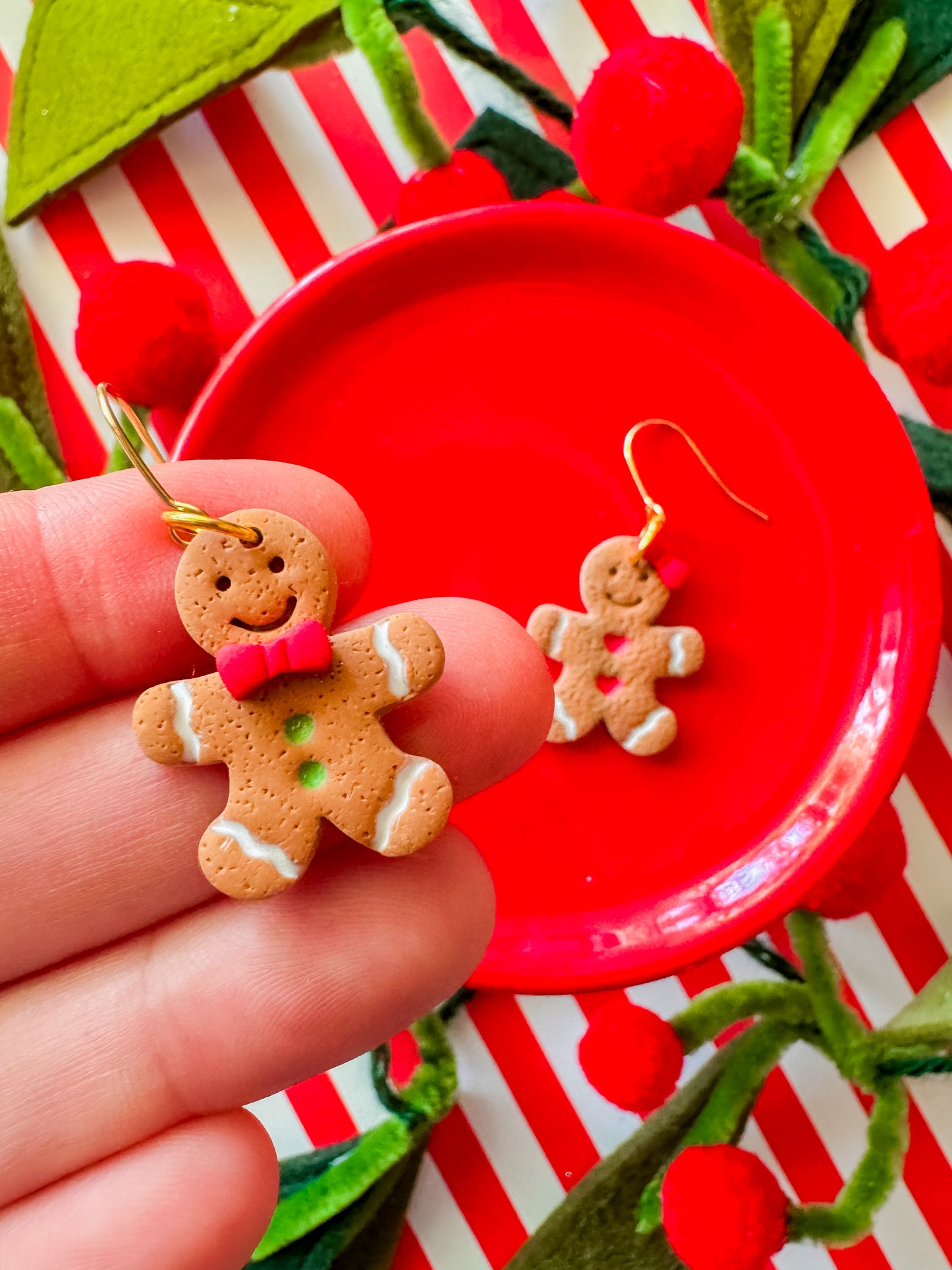 Gingerbread Man Earrings | Clay Christmas Earrings