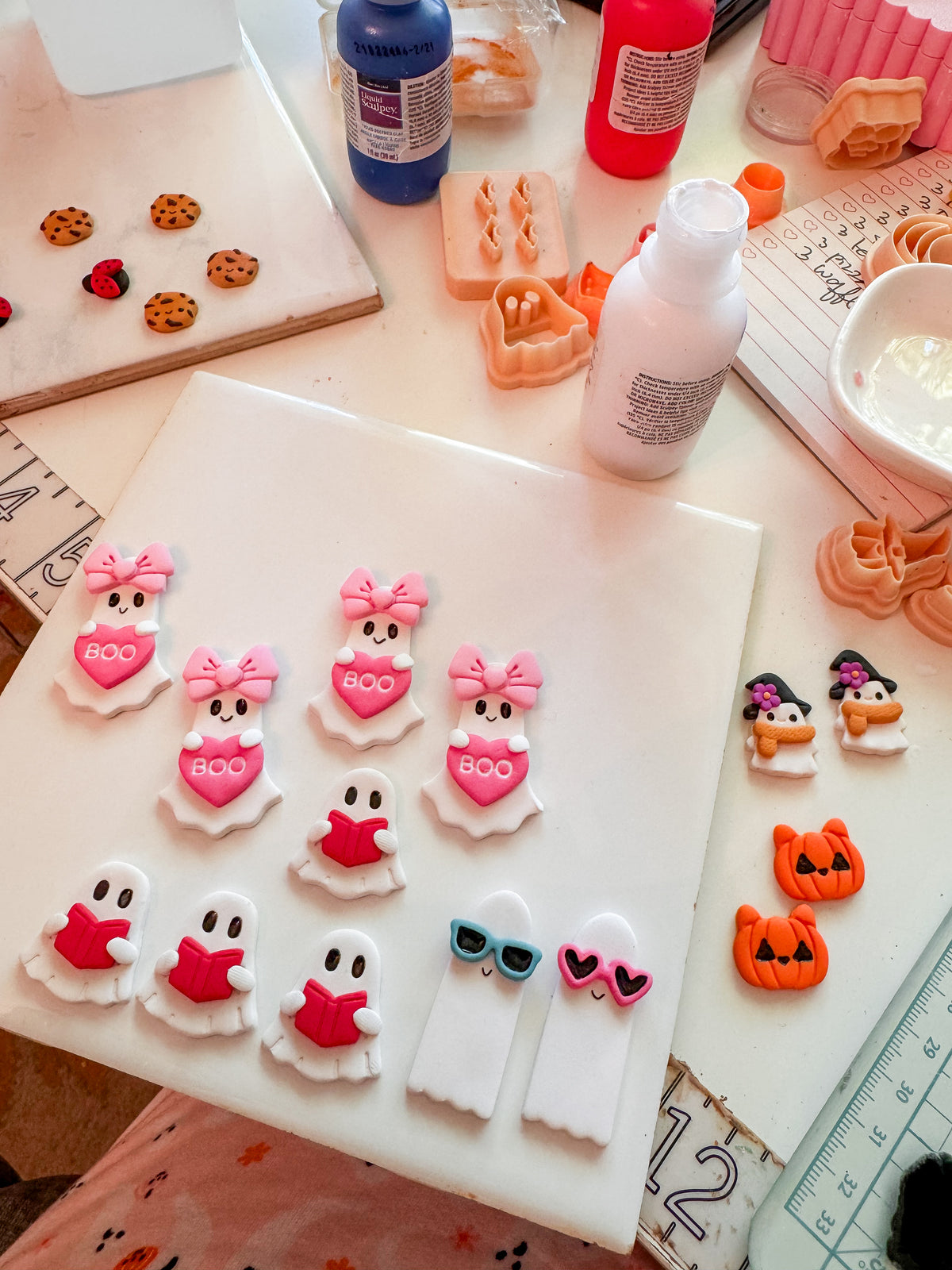 Sunglass Ghost Earrings | Clay Halloween Earrings