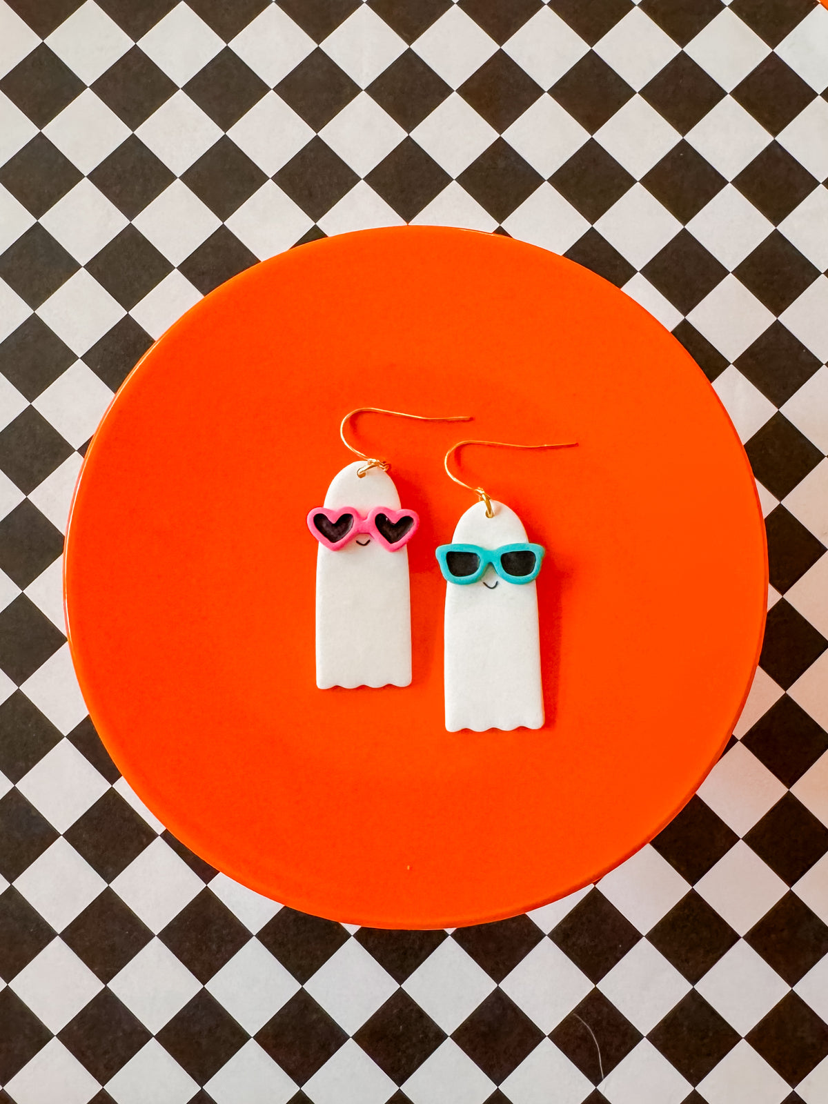 Sunglass Ghost Earrings | Clay Halloween Earrings