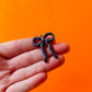Black Glitter Bow Earrings | Clay Halloween Earrings